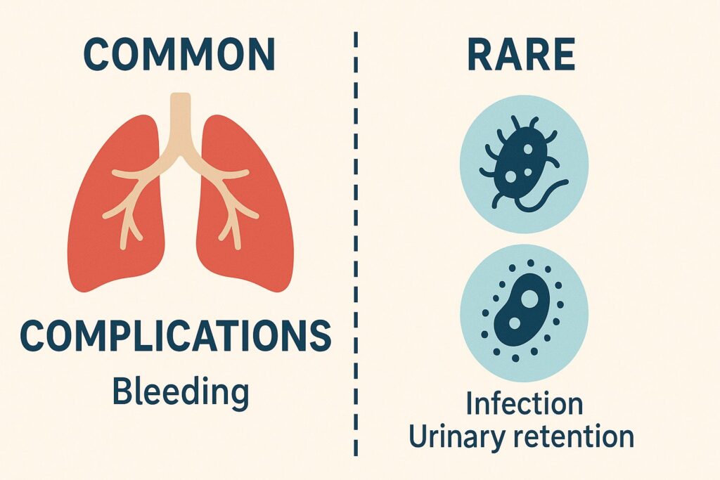 Infographic showing common and rare risks of prostate biopsy