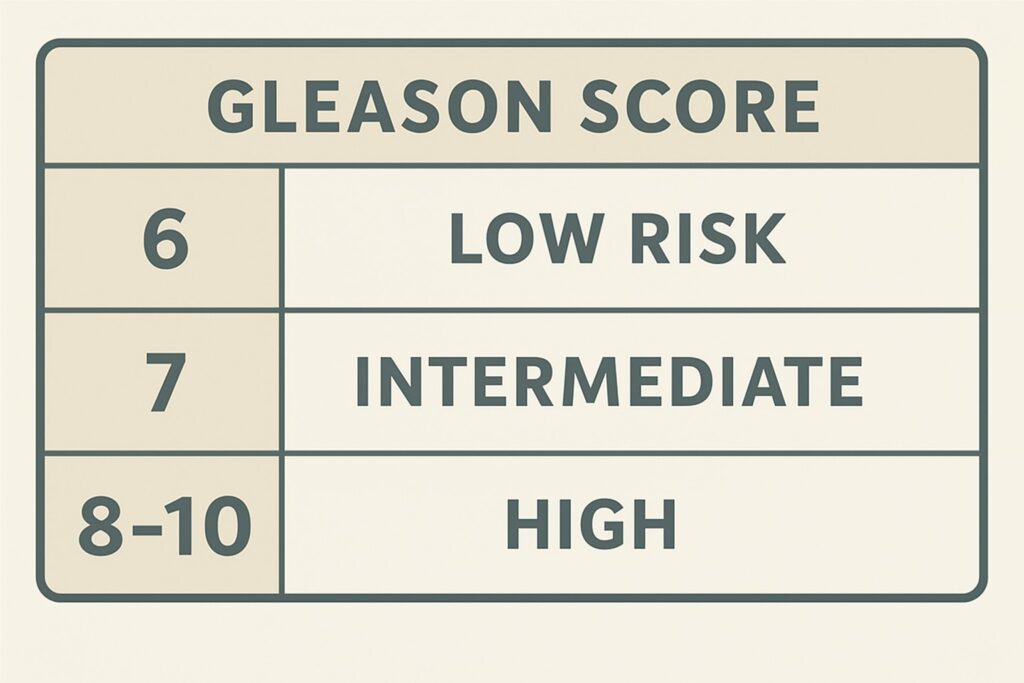 Chart explaining Gleason score grading system for prostate cancer