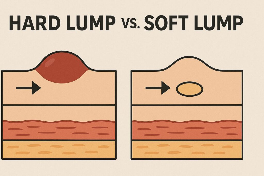comparison chart hard lump vs soft lump on back of neck