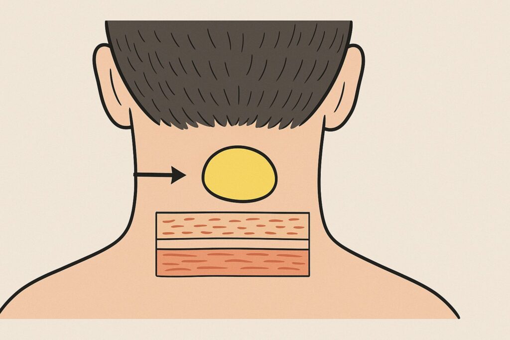 lipoma fatty lump under skin back of neck diagram