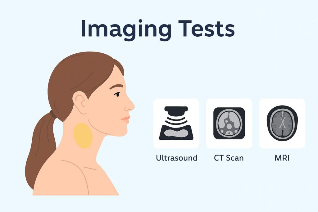 Ultrasound scan of the neck used to examine a lump