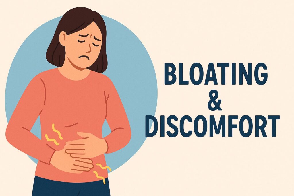 Early ovarian cancer signs — bloating and abdominal discomfort in women