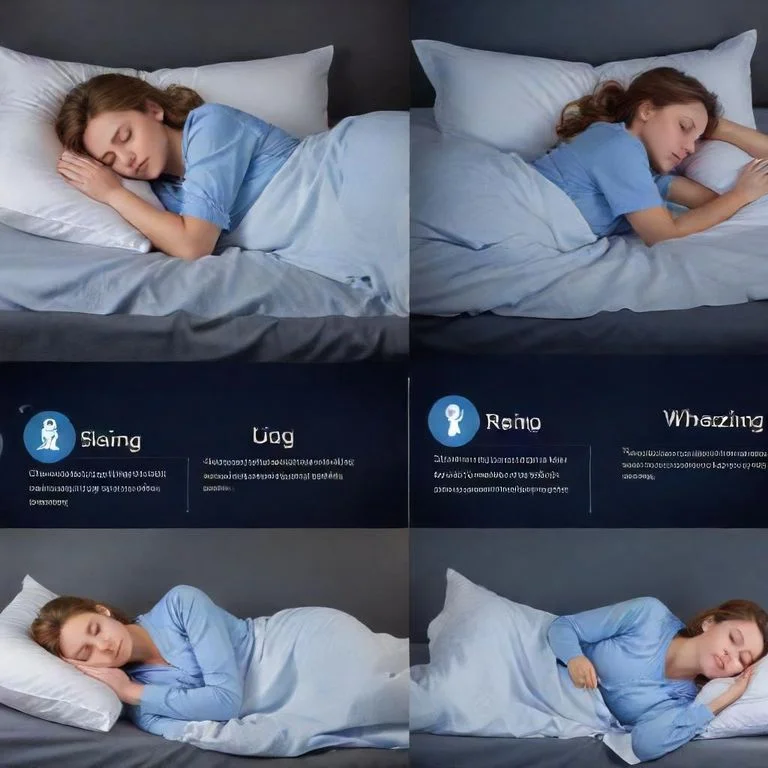 Diagram showing sleeping positions that help reduce wheezing when lying down