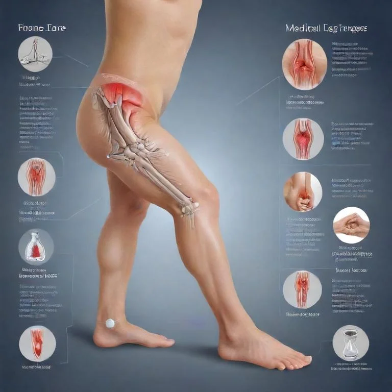Illustration showing home and medical strategies for managing leg tingling
