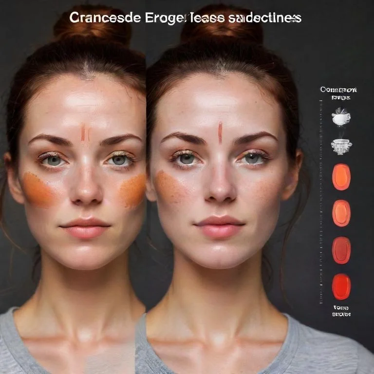 Diagram showing common redness on face triggers such as sunlight, hot drinks, and temperature changes.